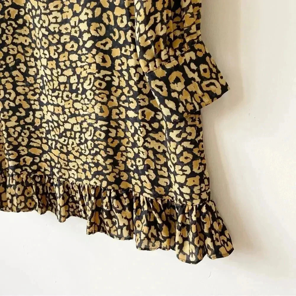 Who What Wear Target Leopard Chiffon Ruffle Dress Size Medium EUC - Picture 9 of 12